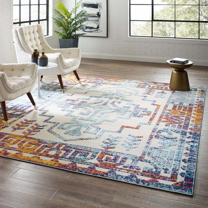 Reflect Nyssa Distressed Geometric Southwestern Aztec 8x10 Indoor and Outdoor Area Rug, Fabric, Multi Color 15924