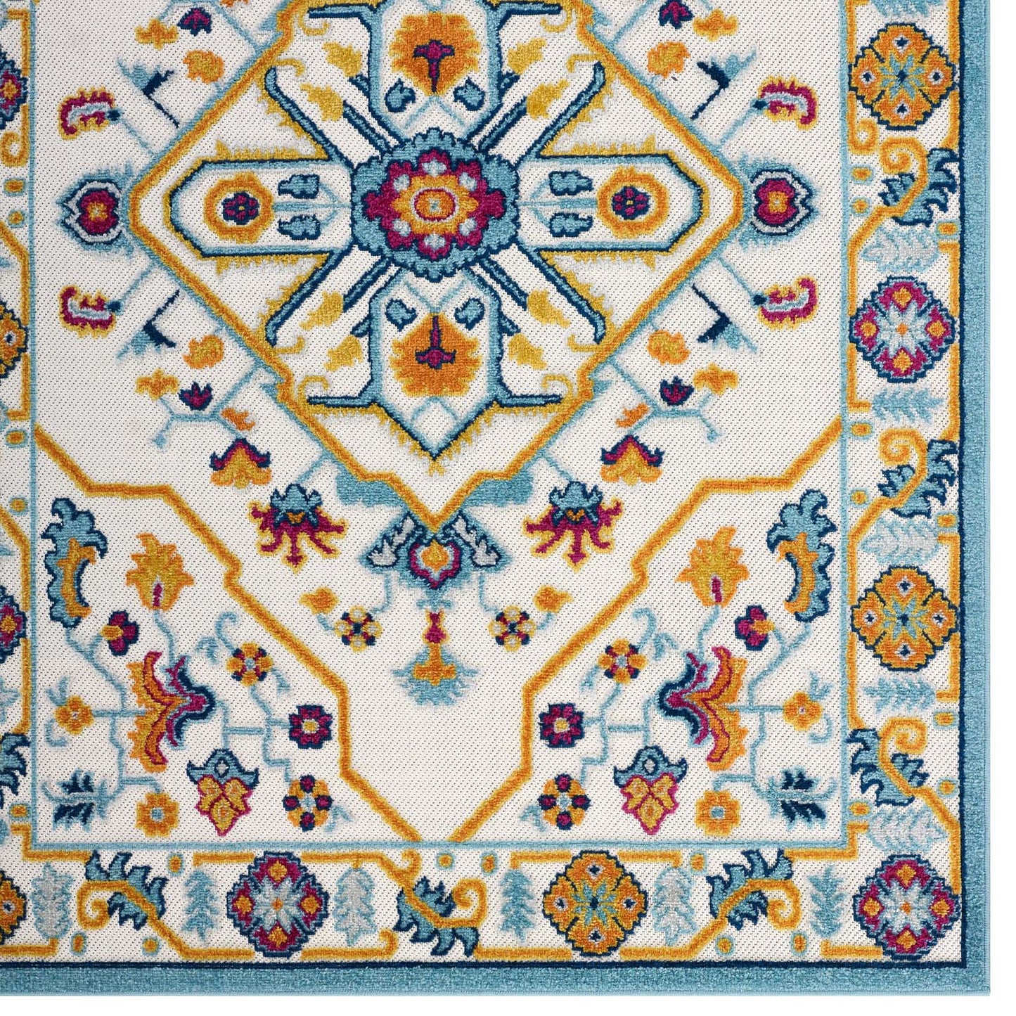 Reflect Freesia Distressed Floral Persian Medallion 8x10 Indoor and Outdoor Area Rug, Fabric, Multi Colorful, 17802