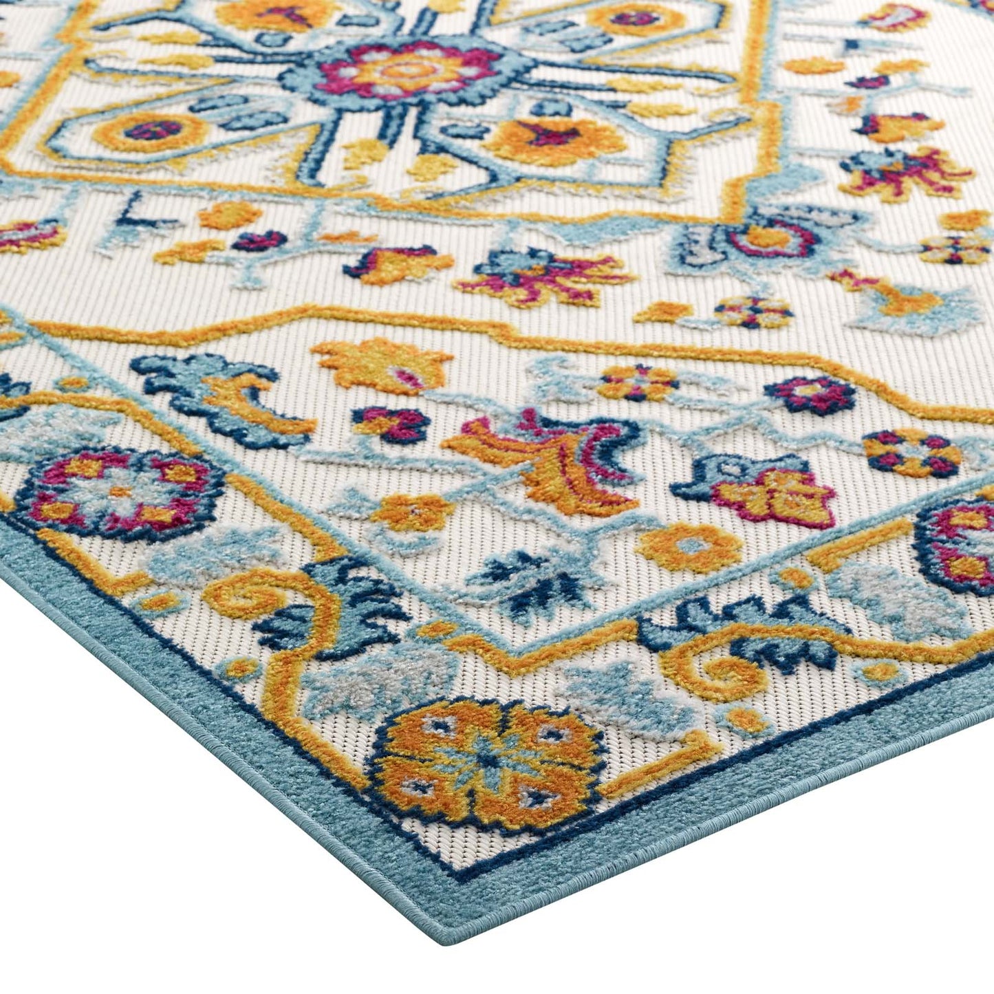 Reflect Freesia Distressed Floral Persian Medallion 8x10 Indoor and Outdoor Area Rug, Fabric, Multi Colorful, 17802