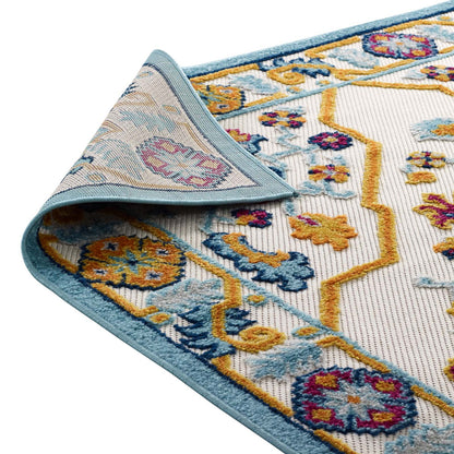 Reflect Freesia Distressed Floral Persian Medallion 8x10 Indoor and Outdoor Area Rug, Fabric, Multi Colorful, 17802