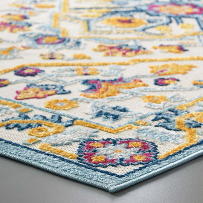 Reflect Freesia Distressed Floral Persian Medallion 8x10 Indoor and Outdoor Area Rug, Fabric, Multi Colorful, 17802