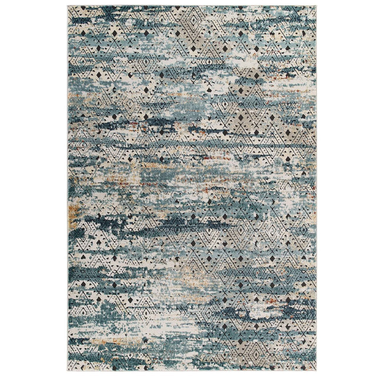 Tribute Eisley Rustic Distressed Transitional Diamond Lattice 8x10 Area Rug, Fabric, Multi Colorful 15950