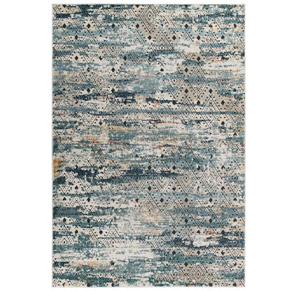 Tribute Eisley Rustic Distressed Transitional Diamond Lattice 8x10 Area Rug, Fabric, Multi Colorful 15950