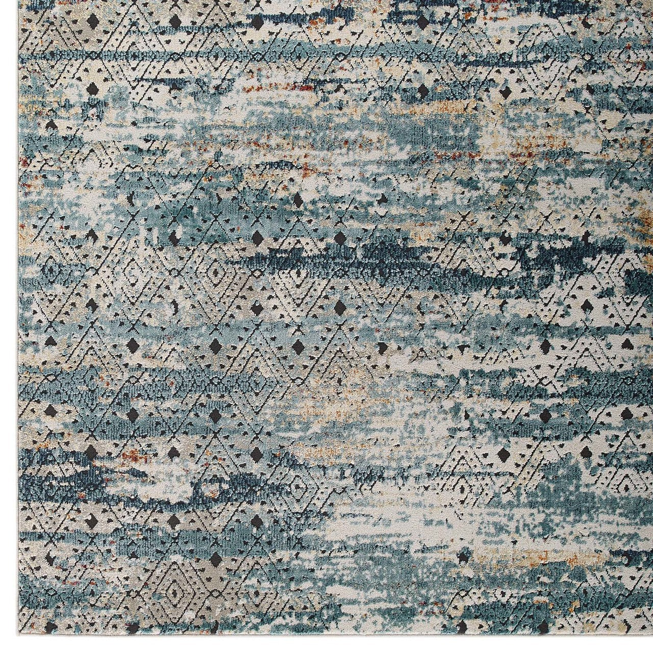 Tribute Eisley Rustic Distressed Transitional Diamond Lattice 8x10 Area Rug, Fabric, Multi Colorful 15950