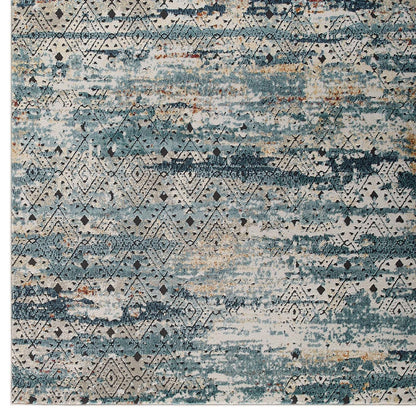 Tribute Eisley Rustic Distressed Transitional Diamond Lattice 8x10 Area Rug, Fabric, Multi Colorful 15950