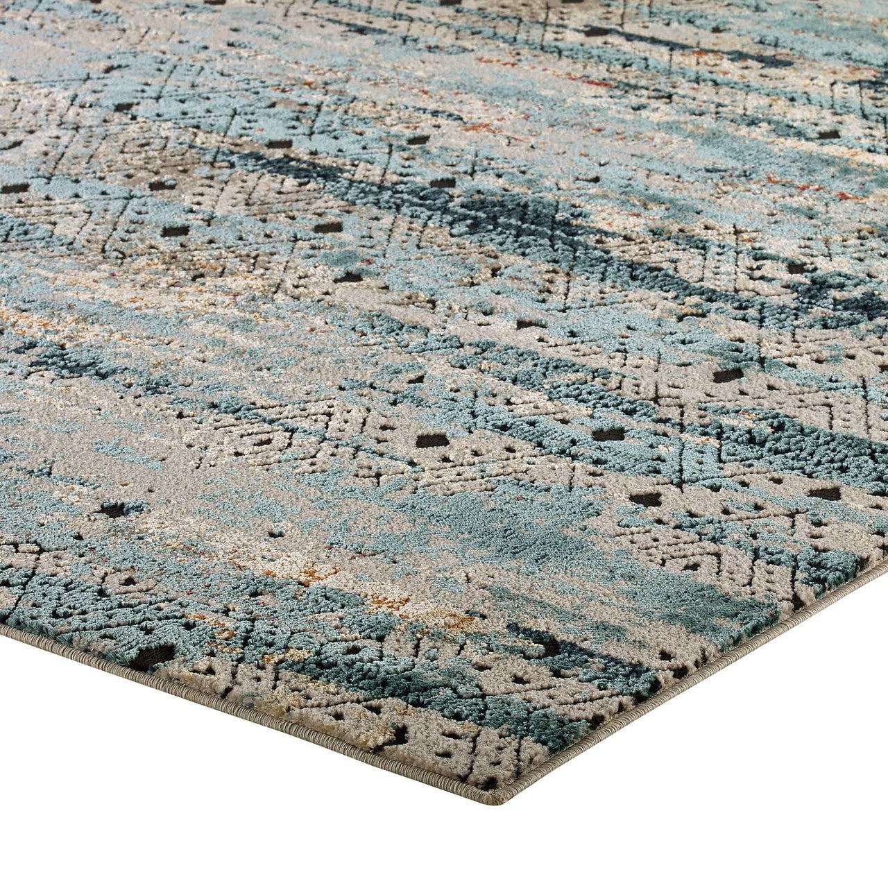 Tribute Eisley Rustic Distressed Transitional Diamond Lattice 8x10 Area Rug, Fabric, Multi Colorful 15950