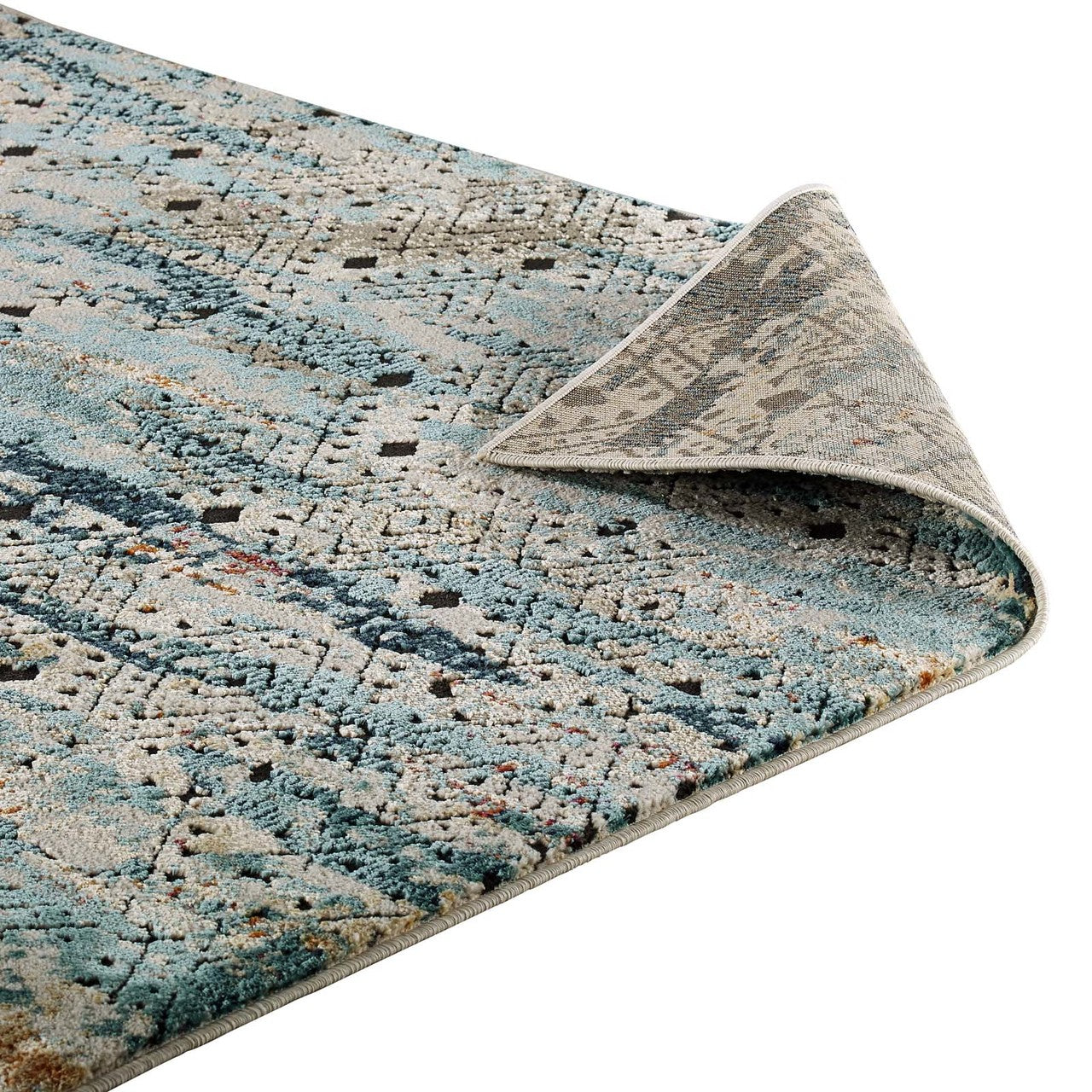 Tribute Eisley Rustic Distressed Transitional Diamond Lattice 8x10 Area Rug, Fabric, Multi Colorful 15950