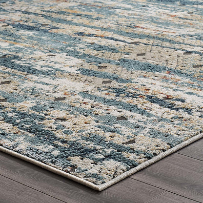 Tribute Eisley Rustic Distressed Transitional Diamond Lattice 8x10 Area Rug, Fabric, Multi Colorful 15950
